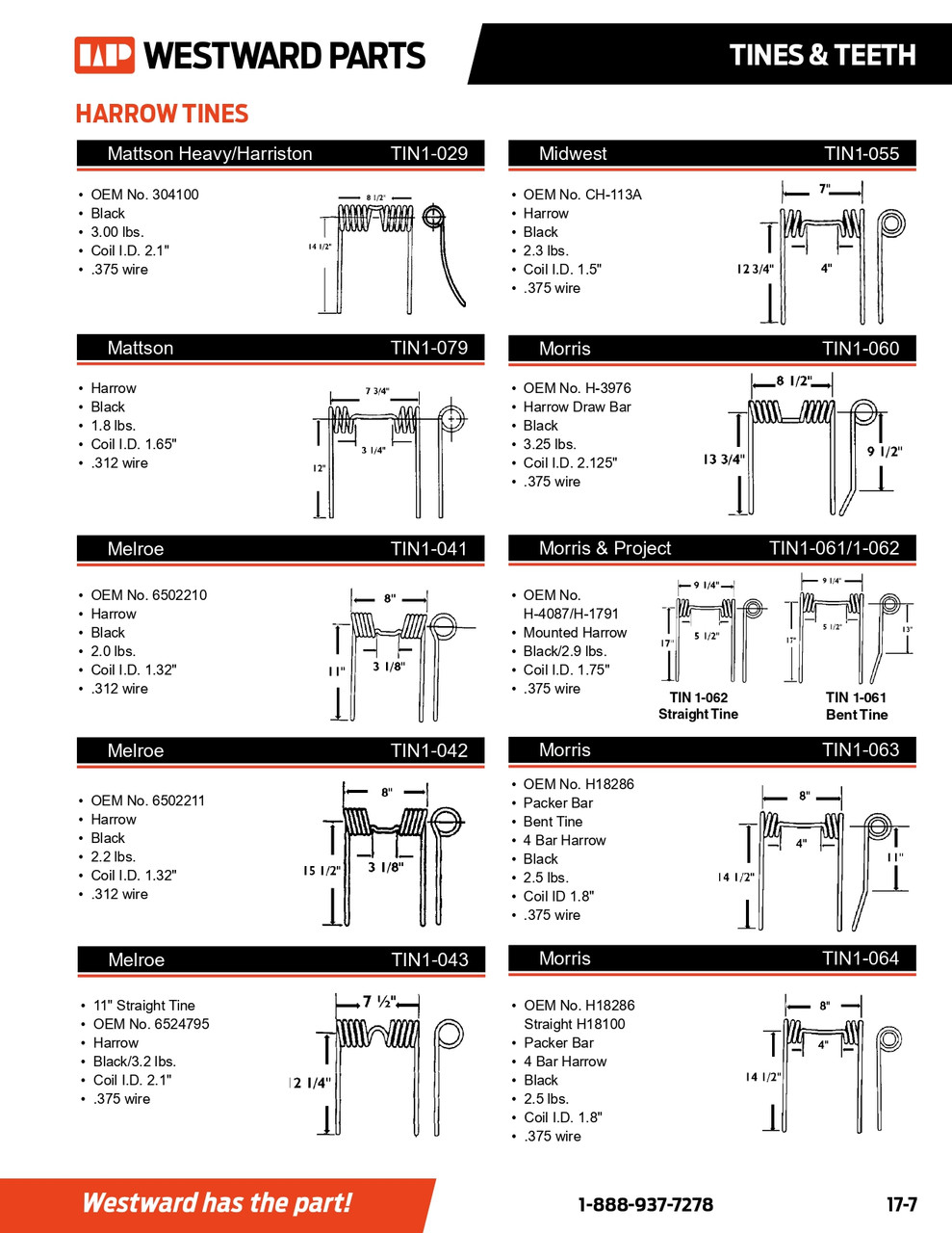 Morris Harrow Tine  TIN1-060