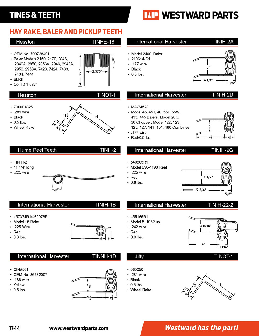 International Harvester Rake Tooth  TINIH-22-2