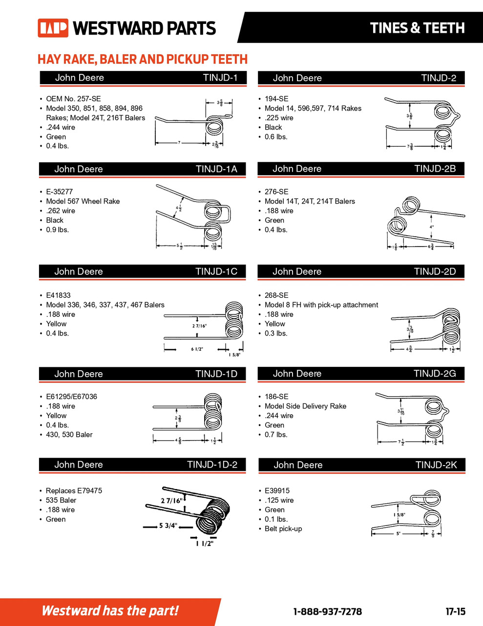John Deere Rake Tooth  TINJD-1A