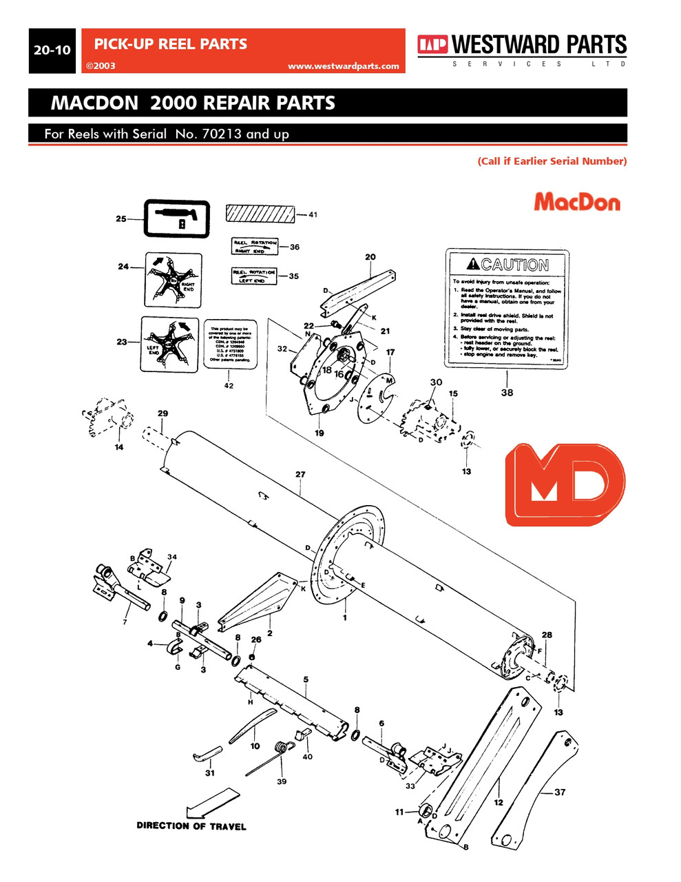 Macdon "2000" Reel Control Plate  MDR35659