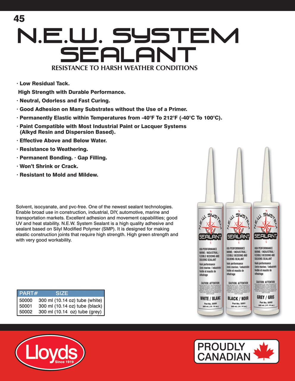 N.E.W. System Sealant 300ml Cartridge White  50000