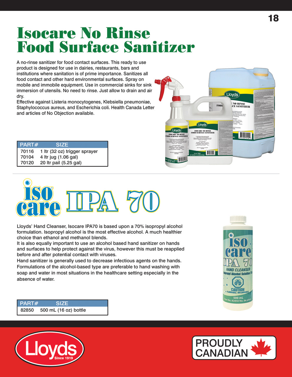 Isocare No Rinse Food Surface Sanitizer 1L Trigger Spray Bottle  70116