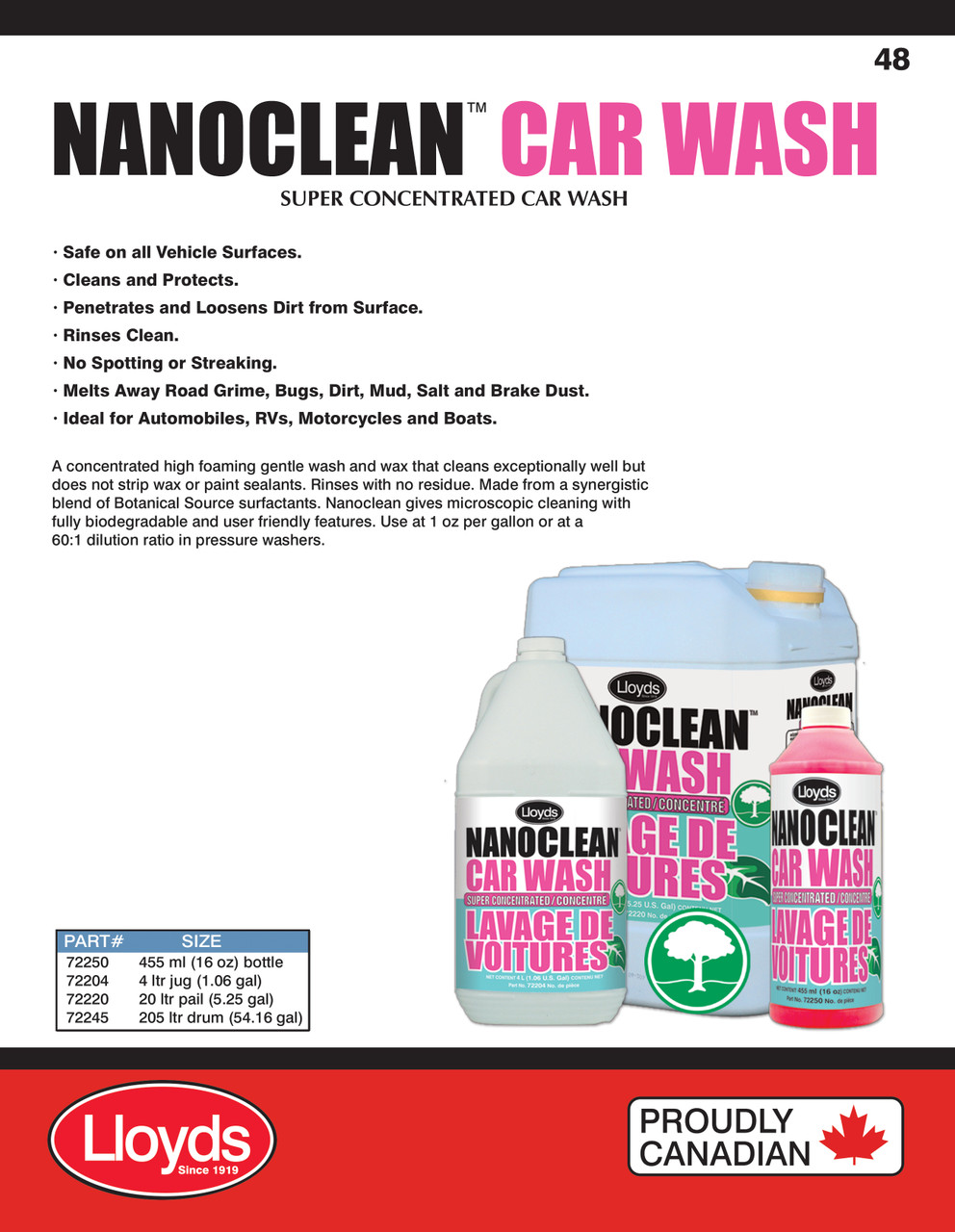 Nanoclean Car Wash Concentrate 4L Pail  72204