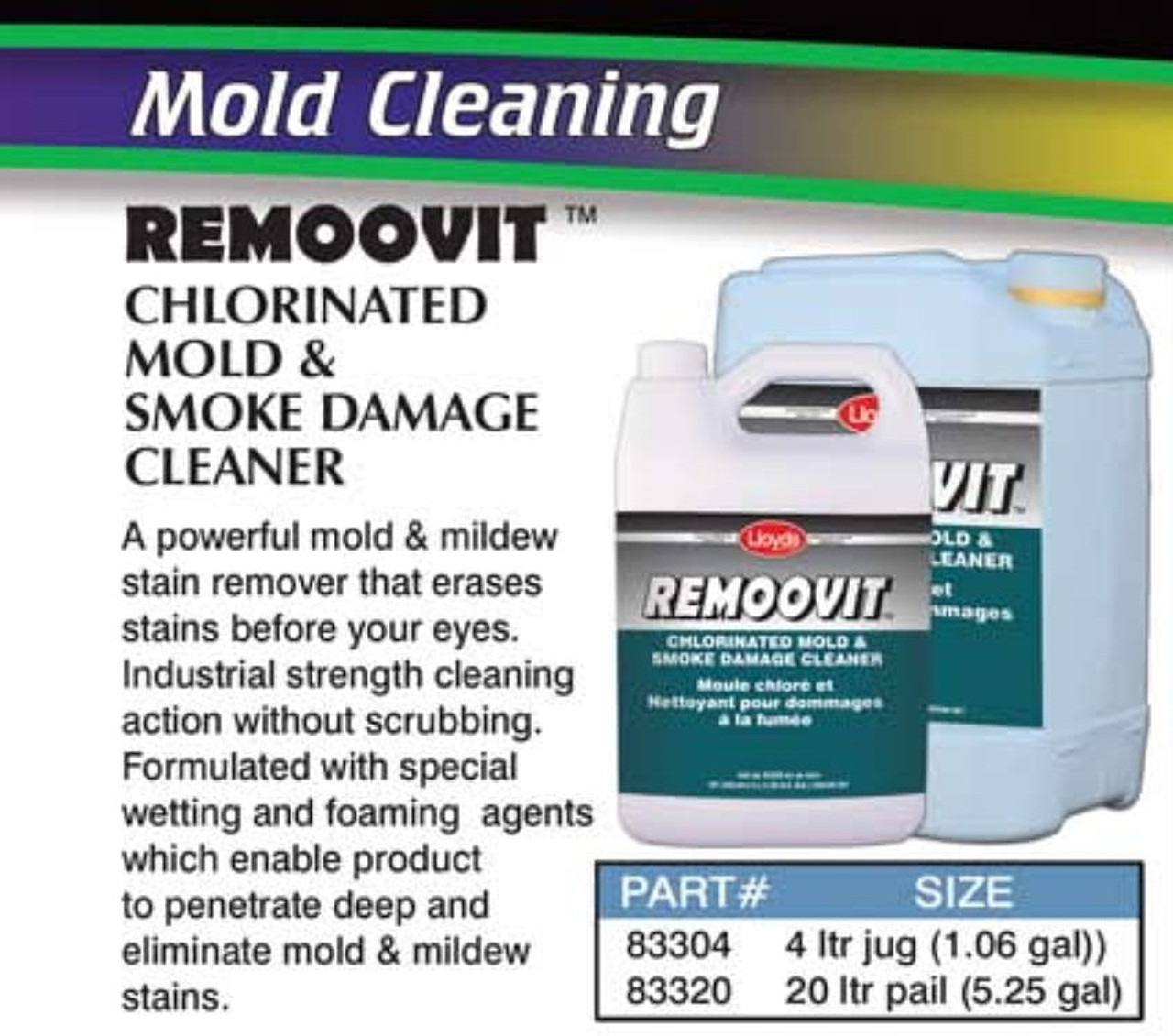 Remoovit® Chlorinated Mold & Smoke Damage Cleaner 4L Jug  83304