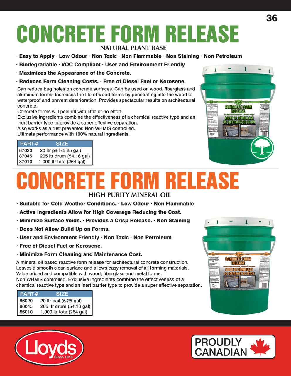 Concrete Form Release - Oil Based 20L Pail  86020