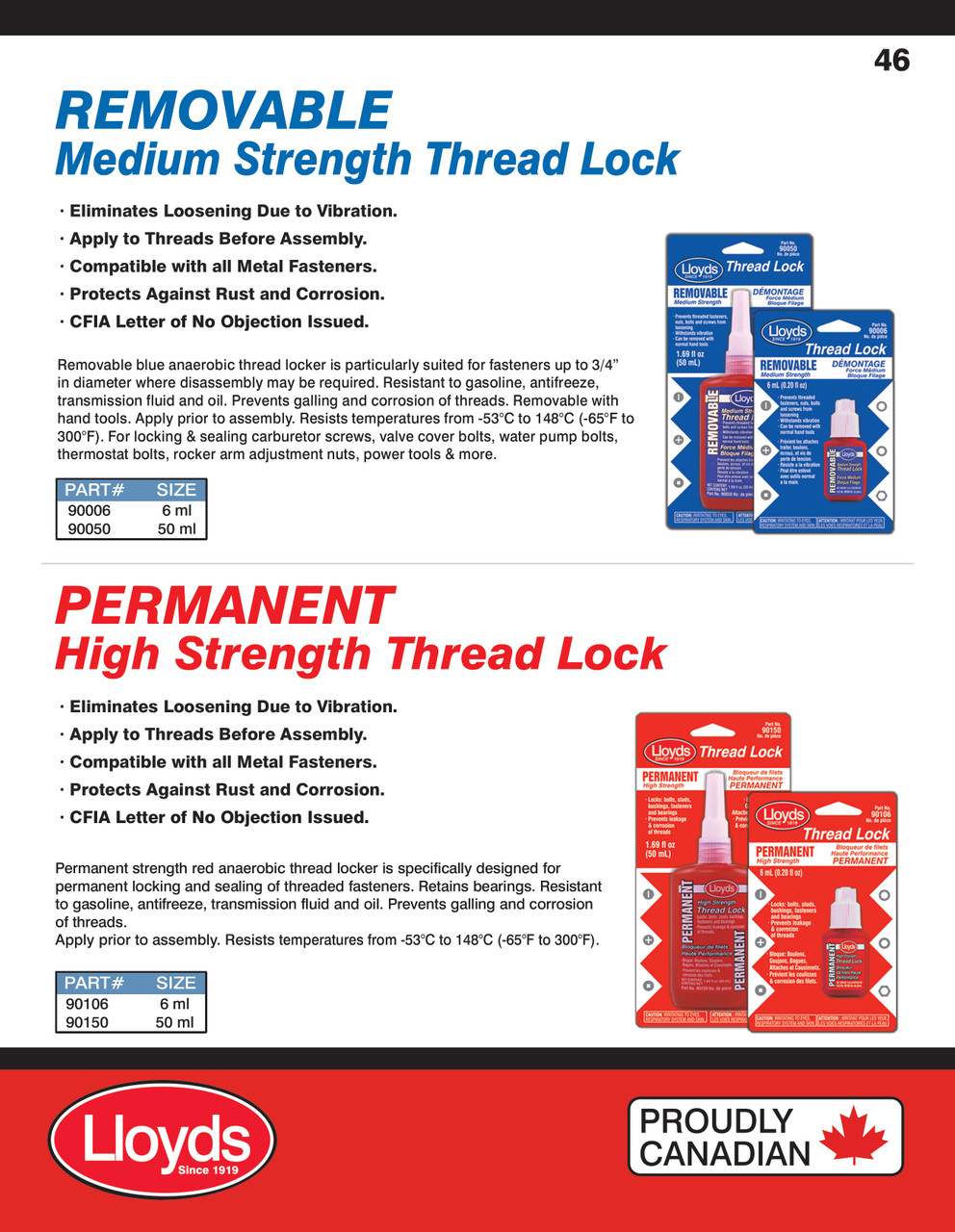Removable Medium Strength Thread Lock 50ml Bottle  90050