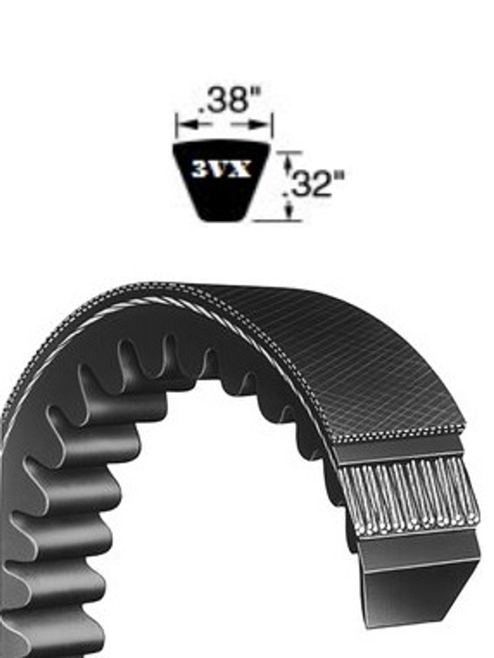 3/8" Cogged Deep Wedge V-Belt 3VX290