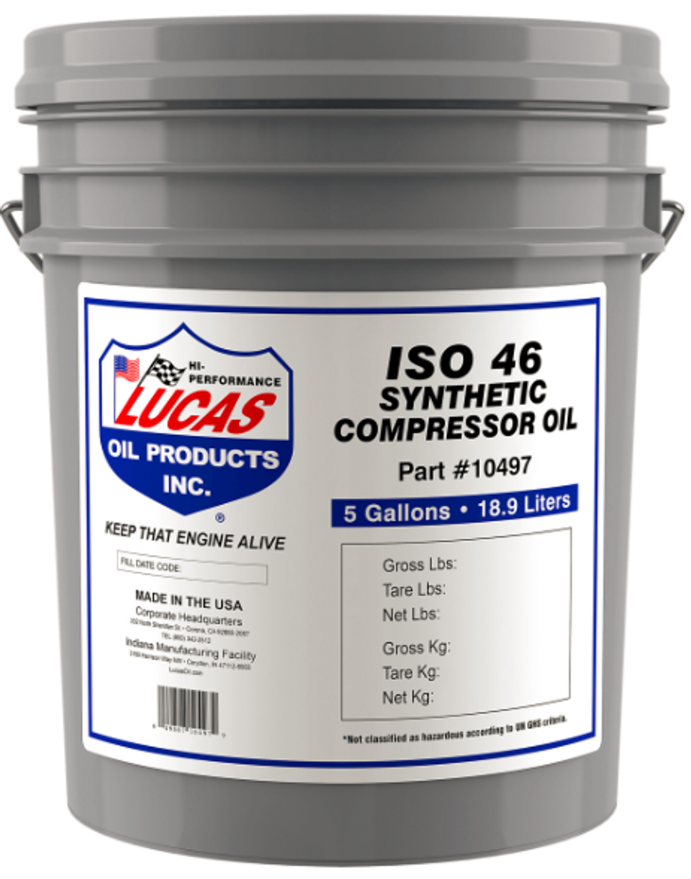 Synthetic Compressor Oil ISO 46 18.9L Pail  10497