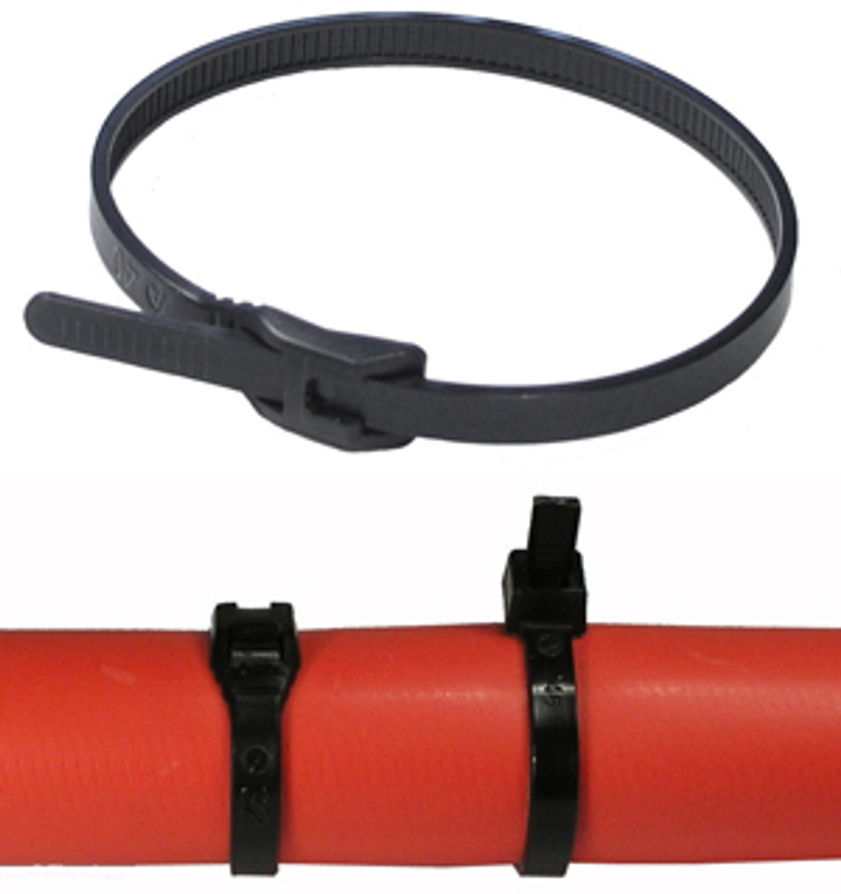 25 Pc. 11" 50 lb. Black Low Profile Cable Tie  7177-0-34