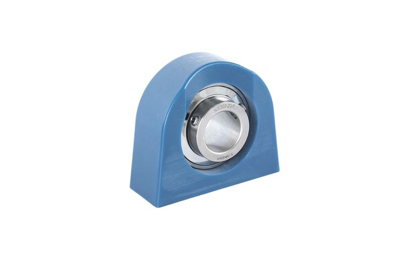 1-1/4" Hygienic Polymer Set Screw Tapped Base Pillow Block Assembly   SUCBTBYM206-20/F