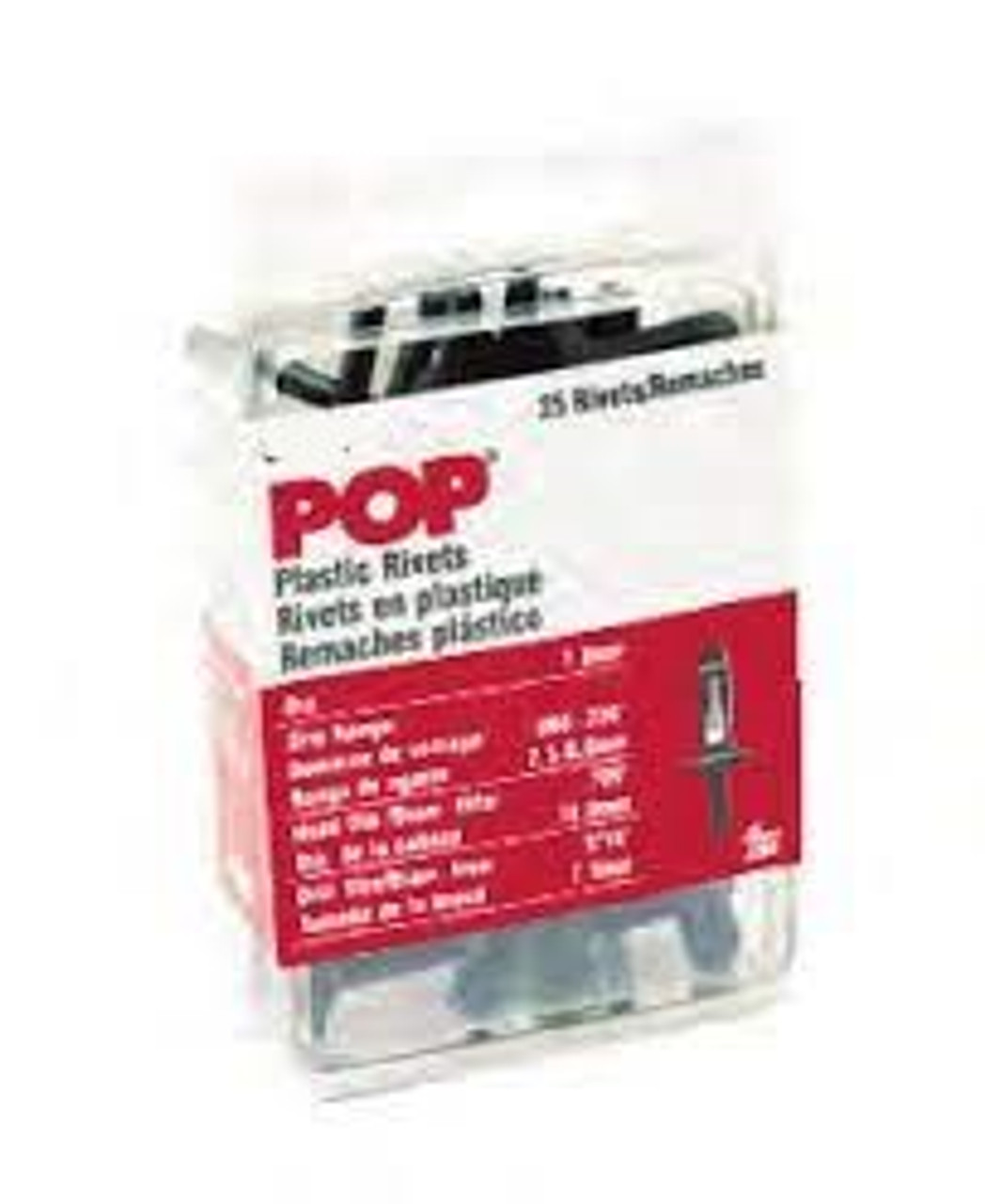 Pop® 25 Pc. 6.3mm x .157 - .236 Grip Plastic Rivet  57732