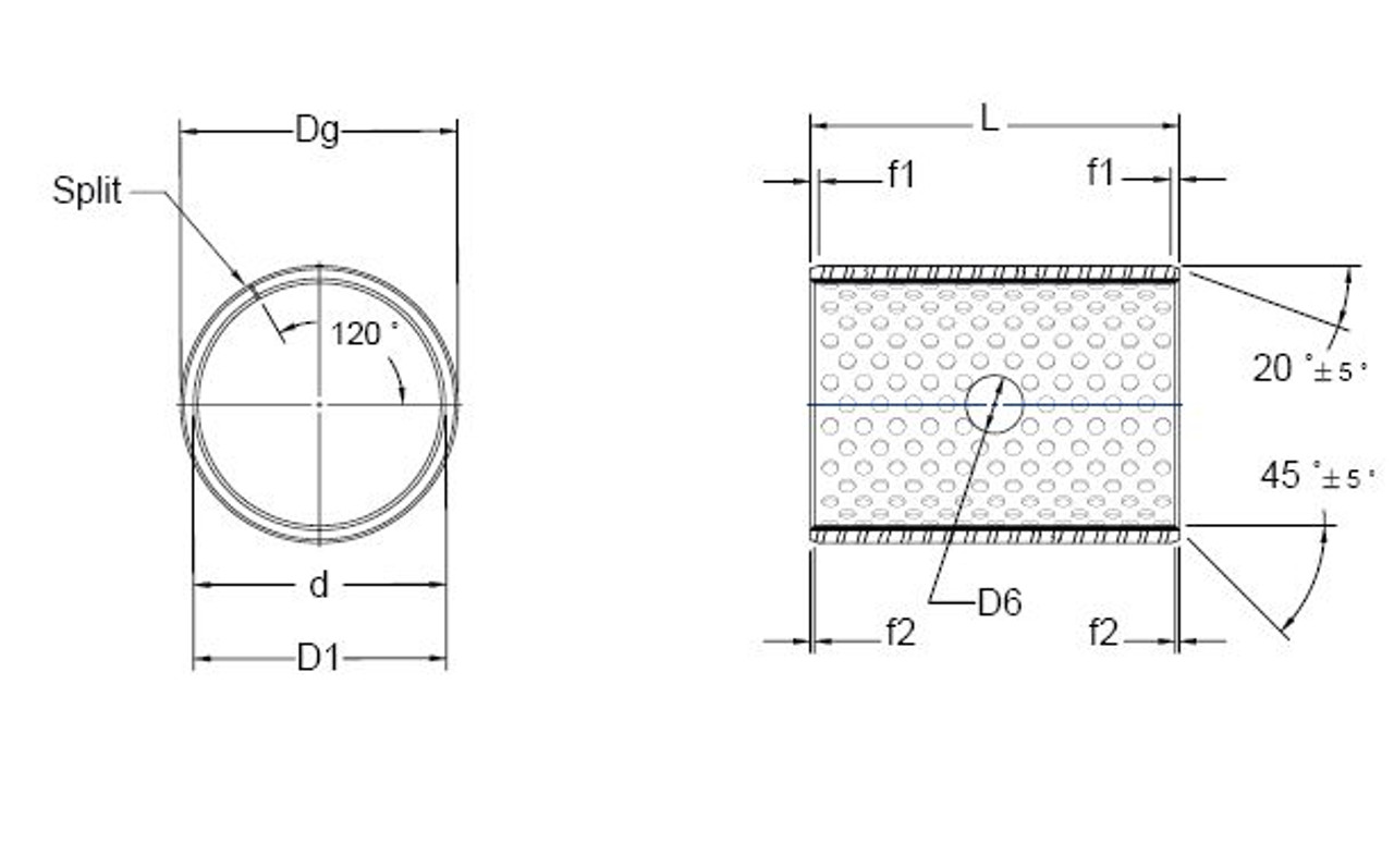 Inch THX Series Dryslide Co-Acetal Cylindrical Bushing   12THX12