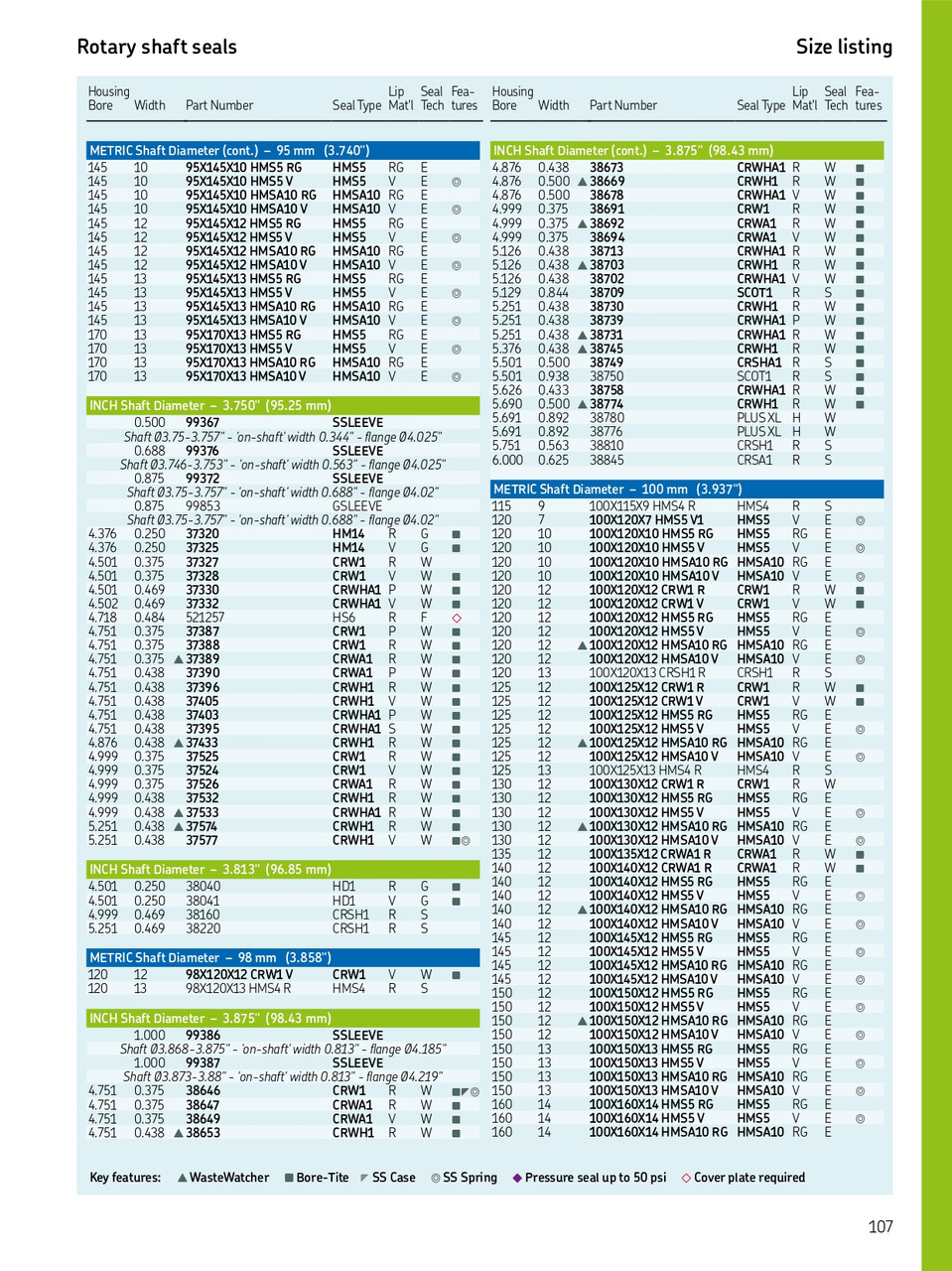 100mm (3.937") Metric Rubberized Single Lip Nitrile Oil Seal  100X125X12 HMS5 RG (562800)
