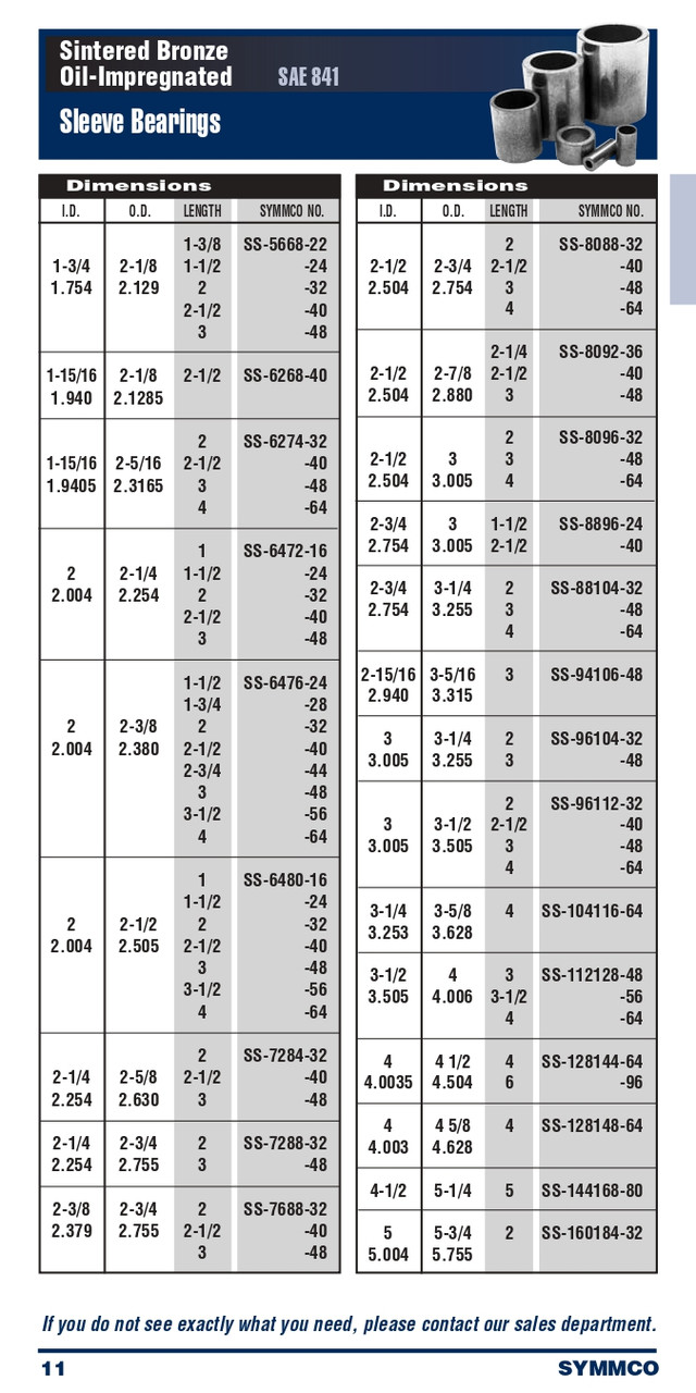 2-3/8 x 2-3/4 x 3" Oil-Impregnated Sintered Bronze Sleeve Bearing  SS-7688-48