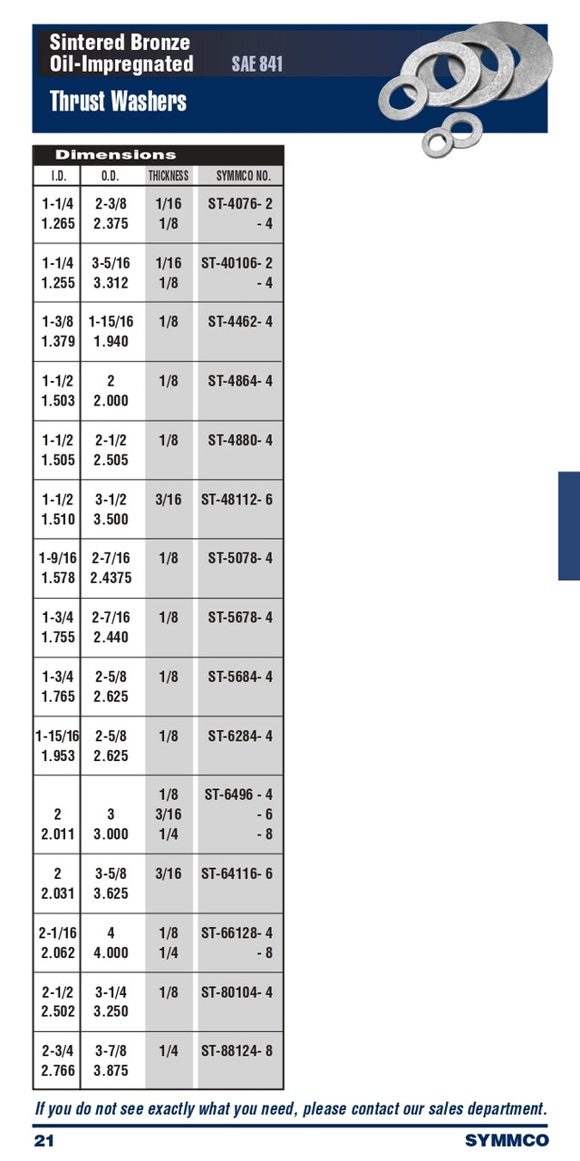 1-3/4 x 2-7/16 x 1/8" Oil-Impregnated Sintered Bronze Thrust Bearing  ST-5678-4