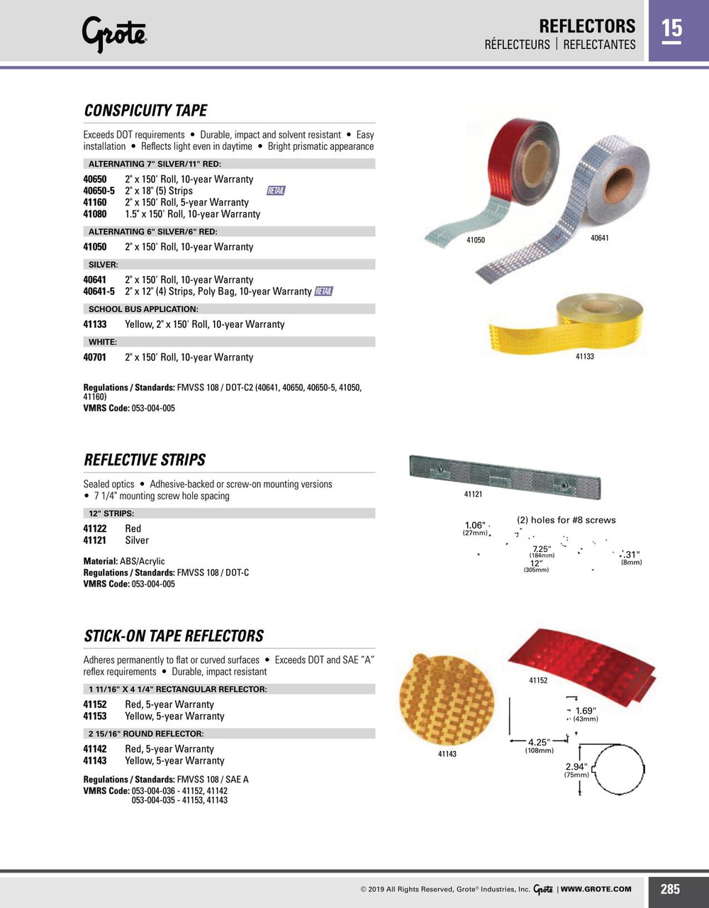 12" Reflective Strips Strips - Red  41122