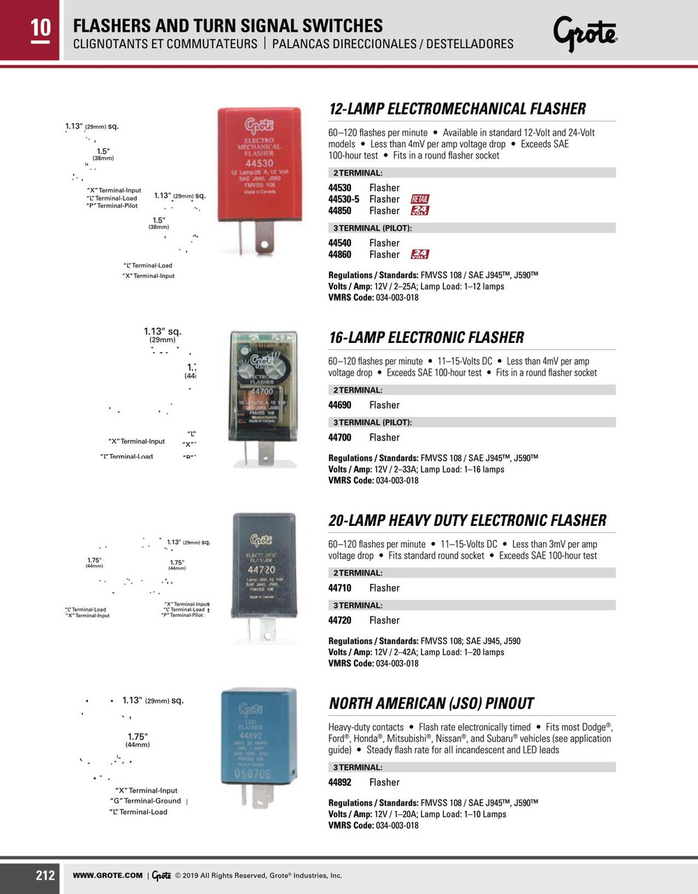 3 Pin Flasher 16 Lamp Electronic (Pilot)  44700