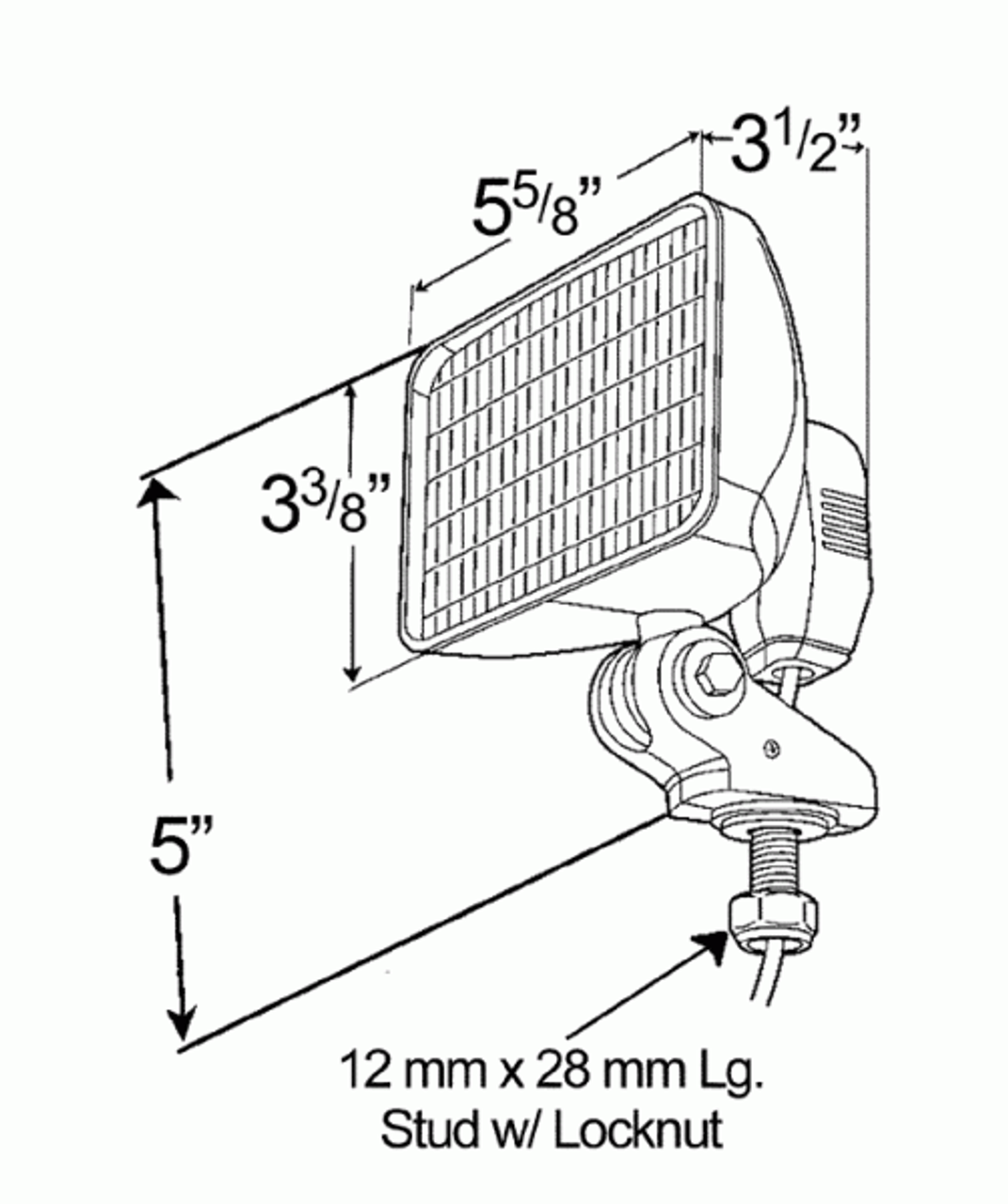 Composite Side/Top Mount - Flood Beam Work Lamp w/Blunt Cut Wire - Clear  64611