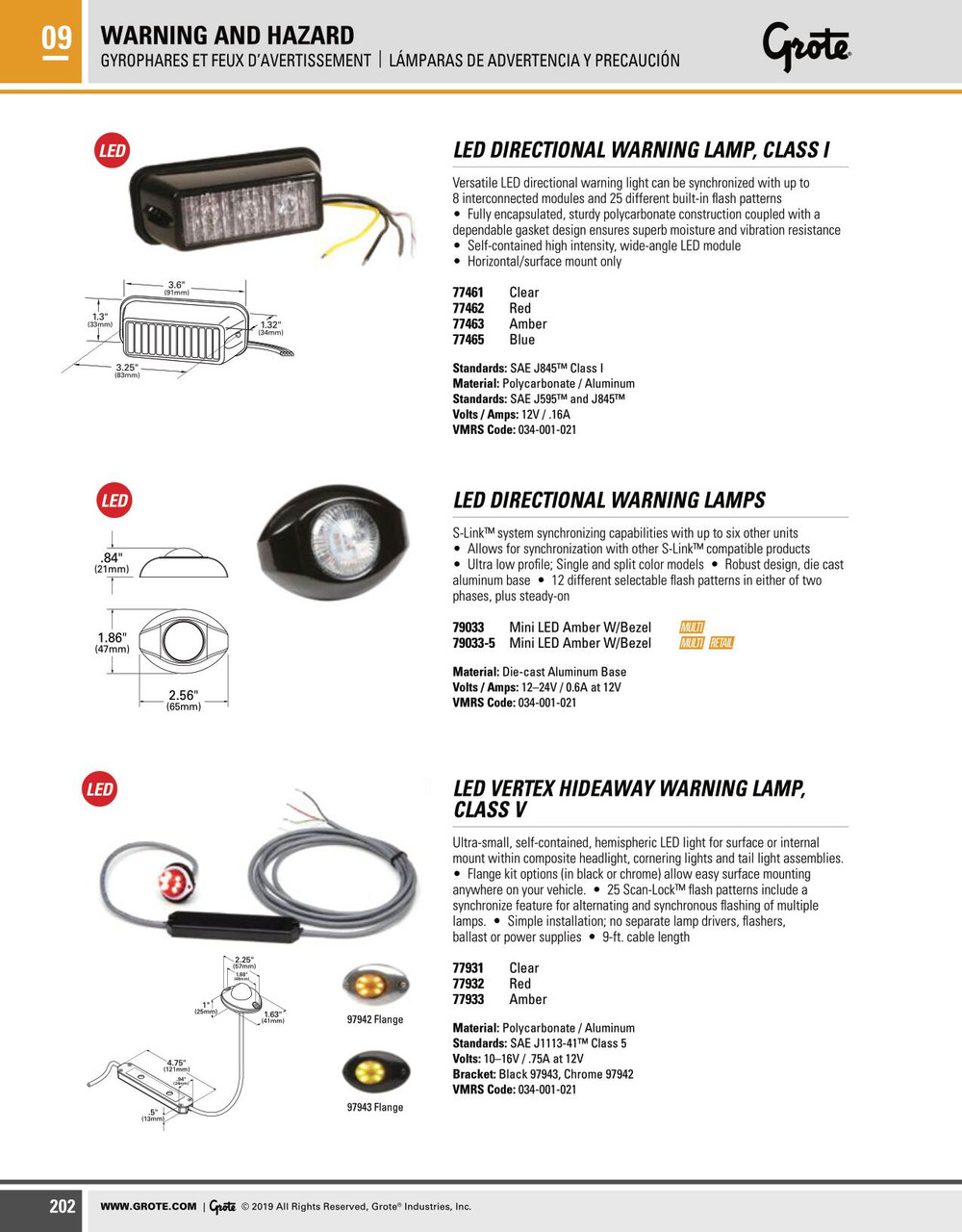 LED Directional Warning Lamp - Clear  77461