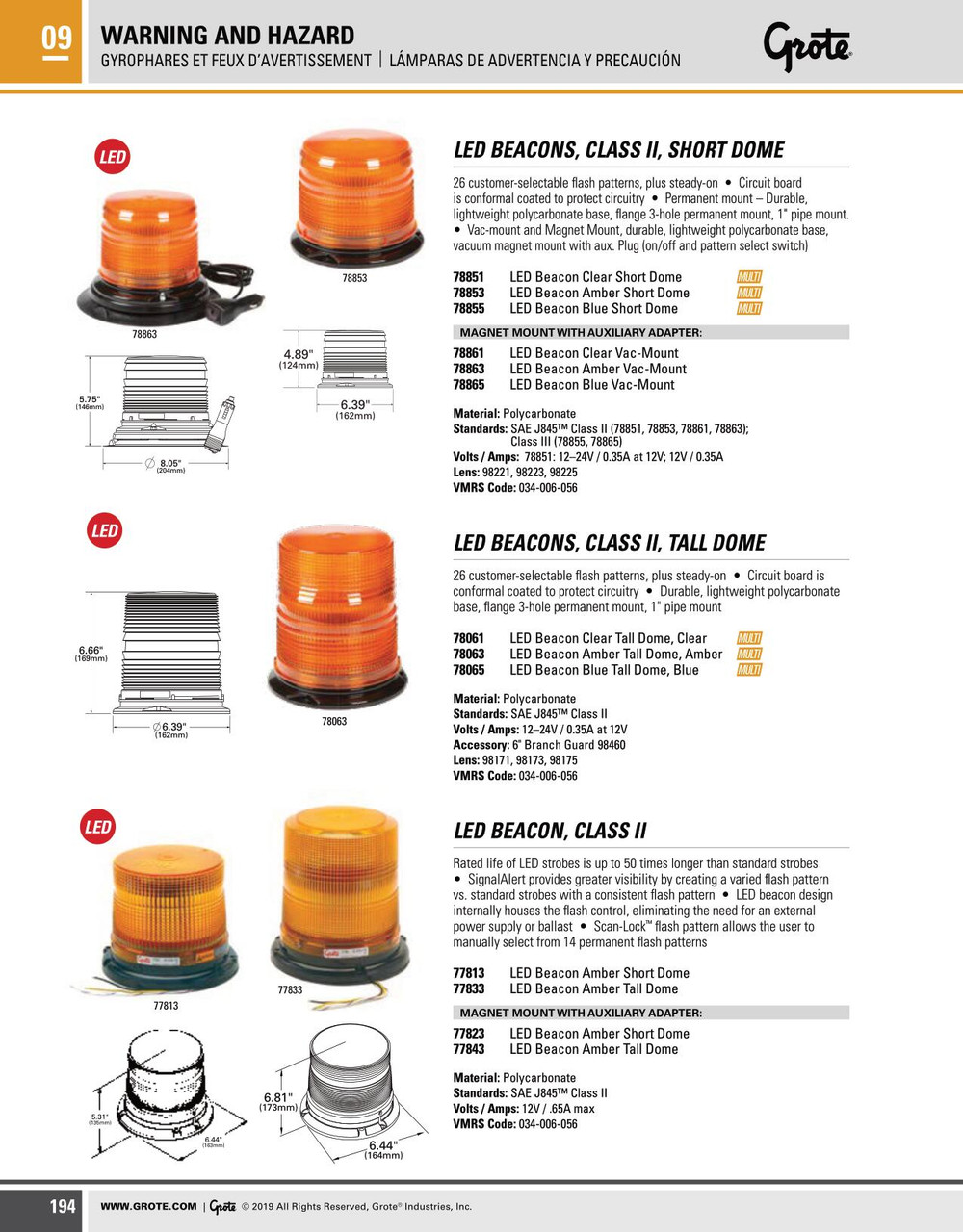 Class II LED High Profile Beacon - Clear  78061