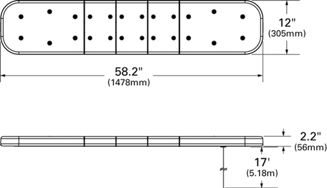 58" Large Tow Bar LED Lamp Bar w/Stop/Tail/Turn & Work Lamp - Amber  79153