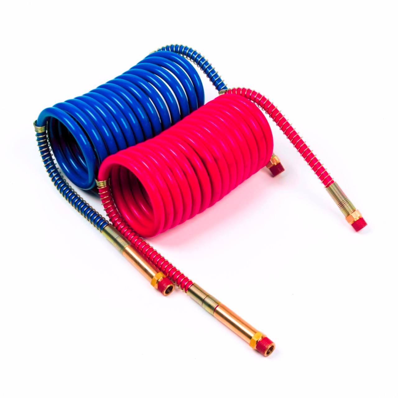 1/2" x 12' @ 2 Pack Red/Blue Low Temp Recoil Air Hoses w/Male NPT Fittings  81-0012-C