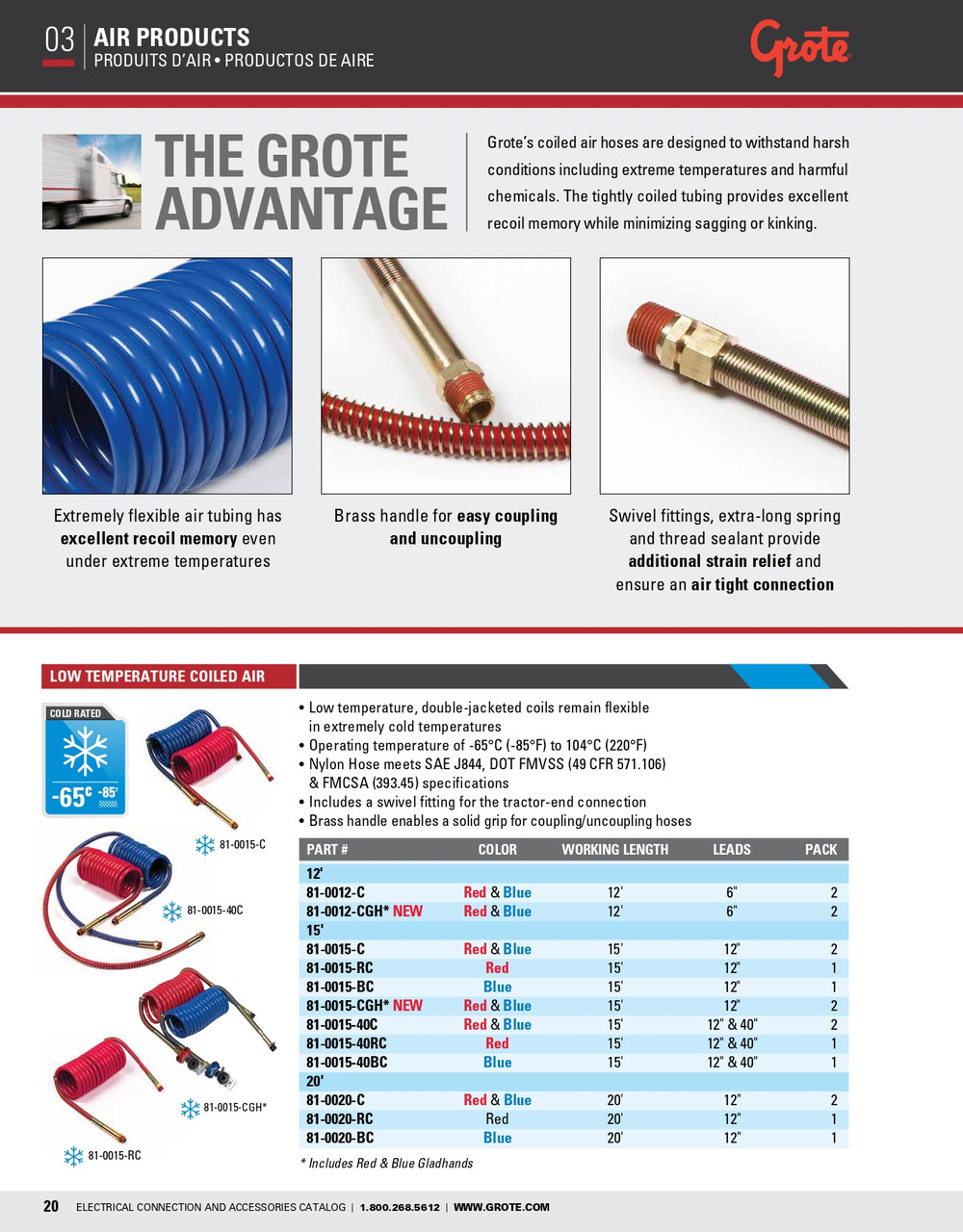 1/2" x 15' @ 2 Pack Red/Blue Low Temp Recoil Air Hose w/Male NPT Fittings  81-0015-40C