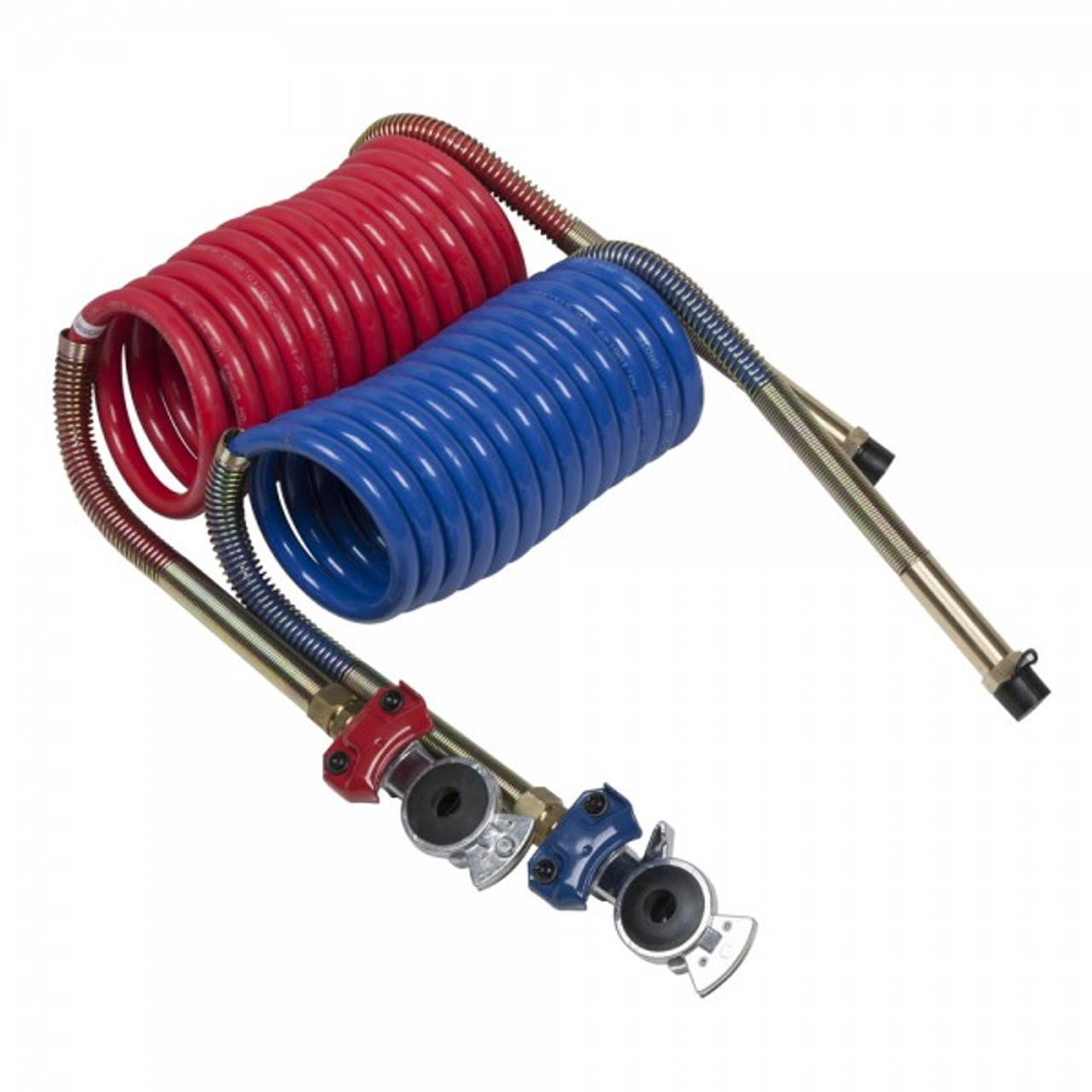 1/2" x 15' @ 2 Pack Red/Blue Low Temp Recoil Air Hose w/Red & Blue Gladhands & Male NPT Fittings  81-0015-CGH