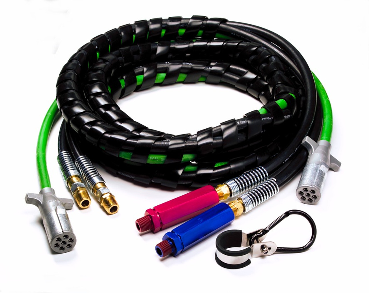 15' ABS Electrical Lead & Two Black Air Lines w/Red & Blue Anodized Grips - Black  81-3115