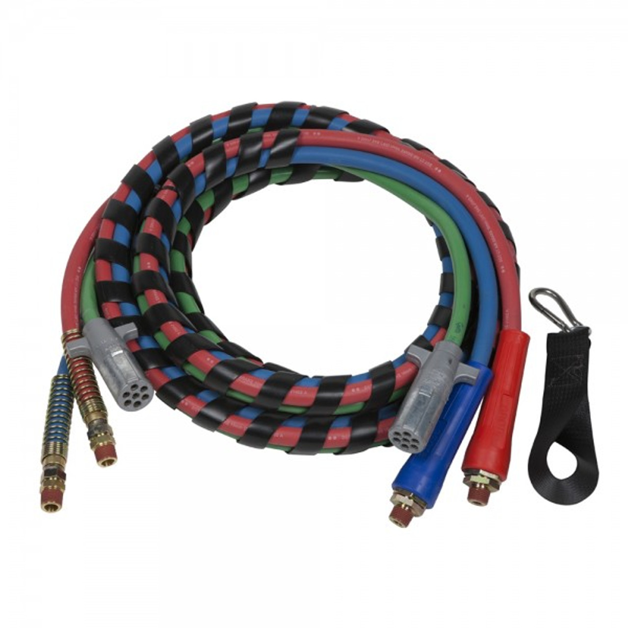 12' ABS Electrical Lead & Two Red/Blue Air Lines w/Red & Blue Rubber Grips - Red/Blue  81-3212-GRP