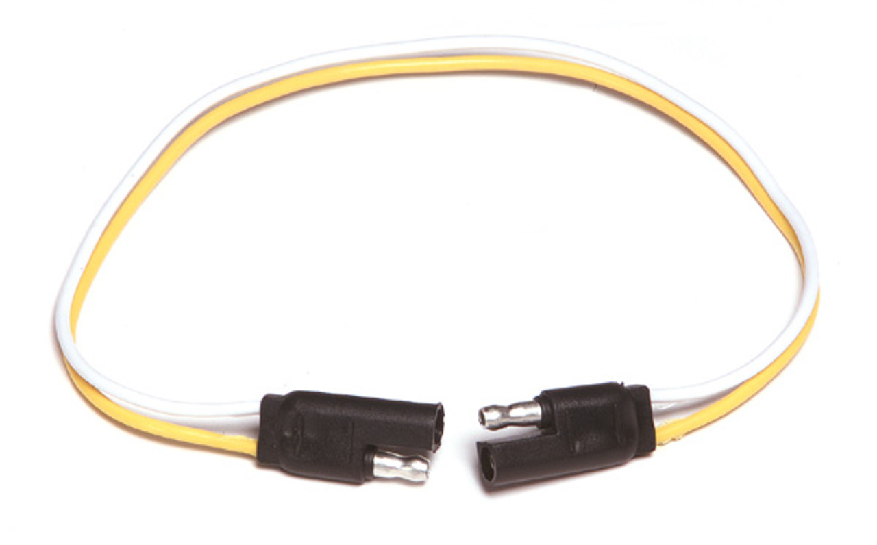 16 AWG @ 12" Flat 2 Pin Trailer Connector - White/Yellow  82-1034