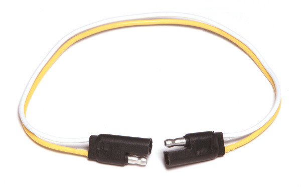 10 AWG @ 12" Flat 2 Pin Trailer Connector - Black/White  82-1035