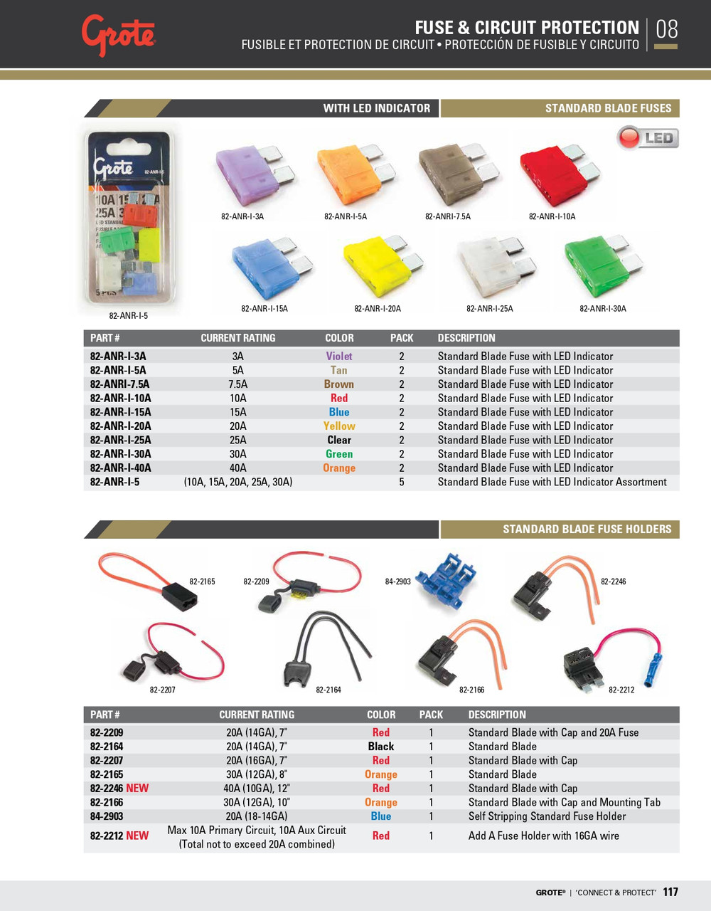 Standard Blade LED Fuse 15A 32V @ 2 Pack - Blue  82-ANR-I-15A