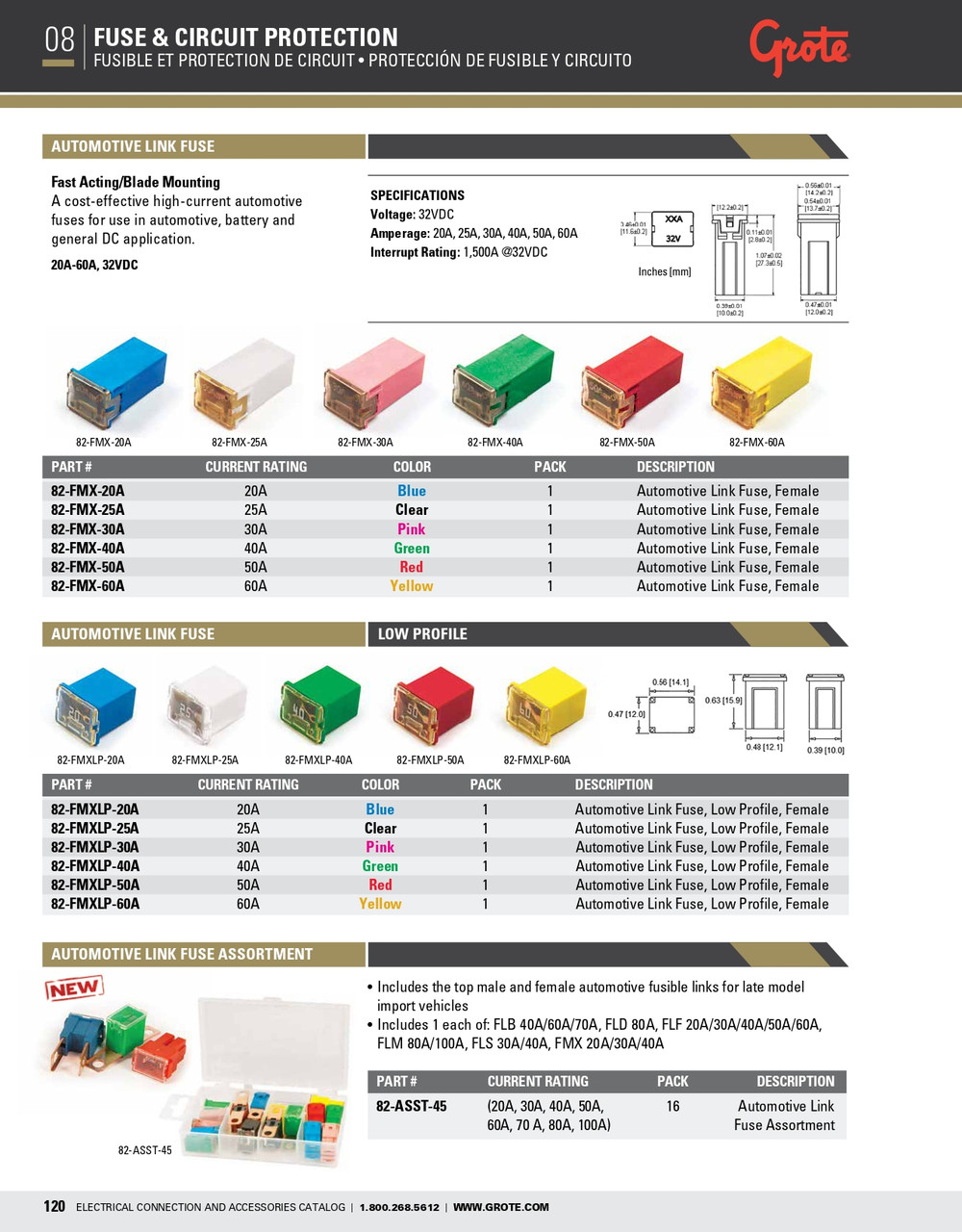 Cartridge "Link" Fuse 50A 32V - Red  82-FMX-50A