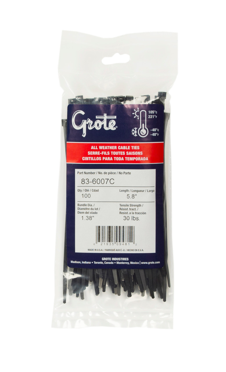 Nylon Cable Ties All Weather 5.75" @ 100 Pack - Black  83-6007C