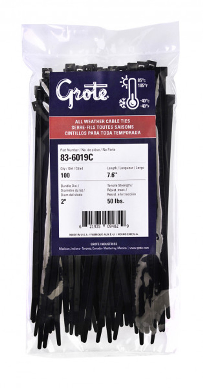Nylon Cable Ties All Weather 9" @ 100 Pack - Black  83-6016C