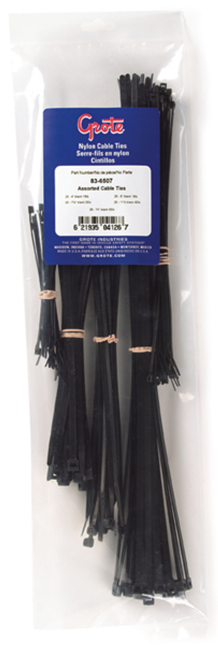 Nylon Cable Tie Assortment @ 125 Pack - Black  83-6507