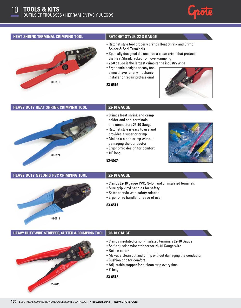 26 - 10 AWG Heavy Duty Wire Stripping/Cutting/Crimping Tool  83-6512