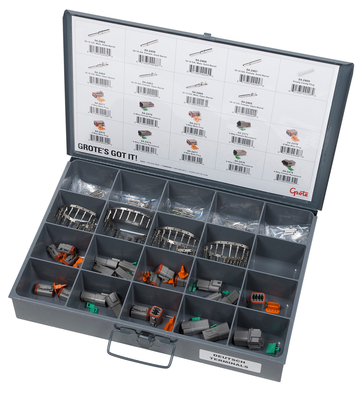 20 - 14 AWG Deutsch Terminal & Connector Assortment Tray @ 189 Pack - Gray  83-6657