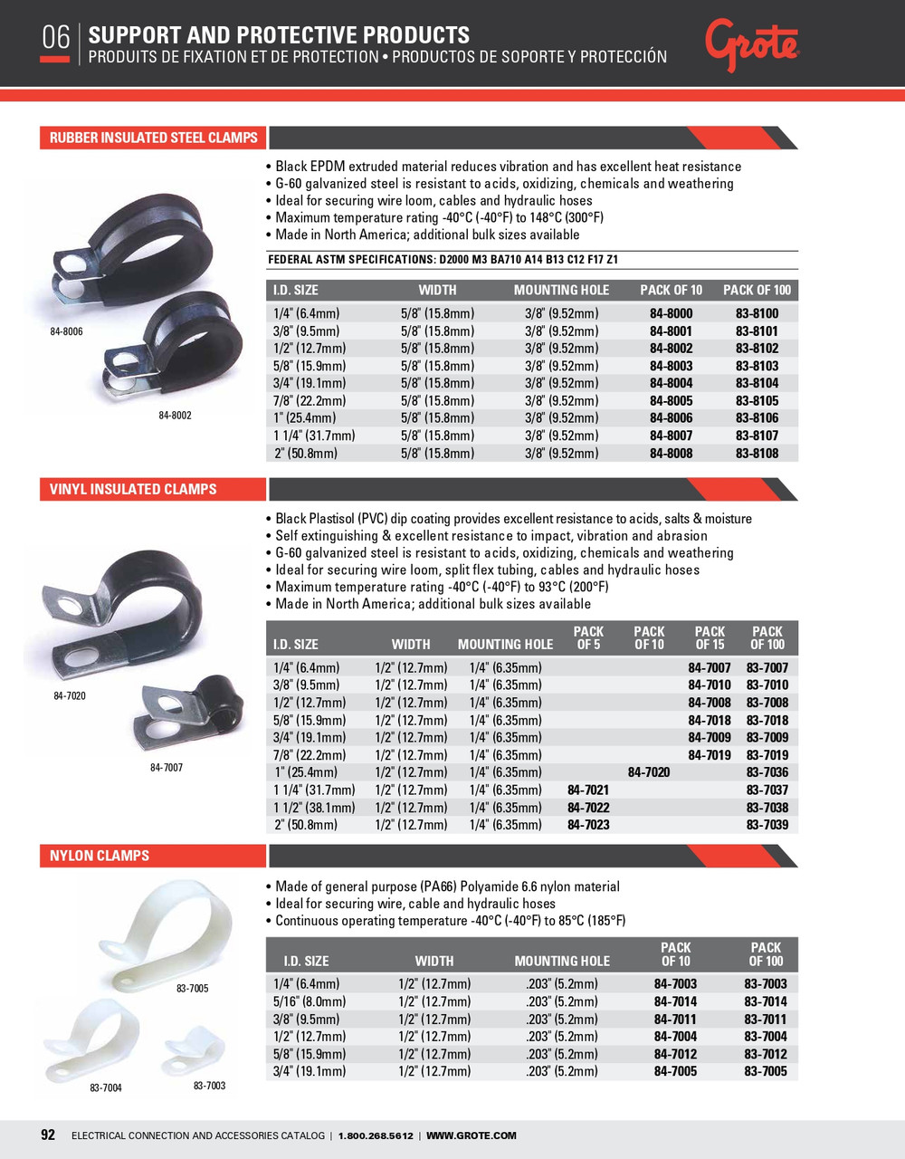 1/4" Nylon Clamp @ 100 Pack - White  83-7003