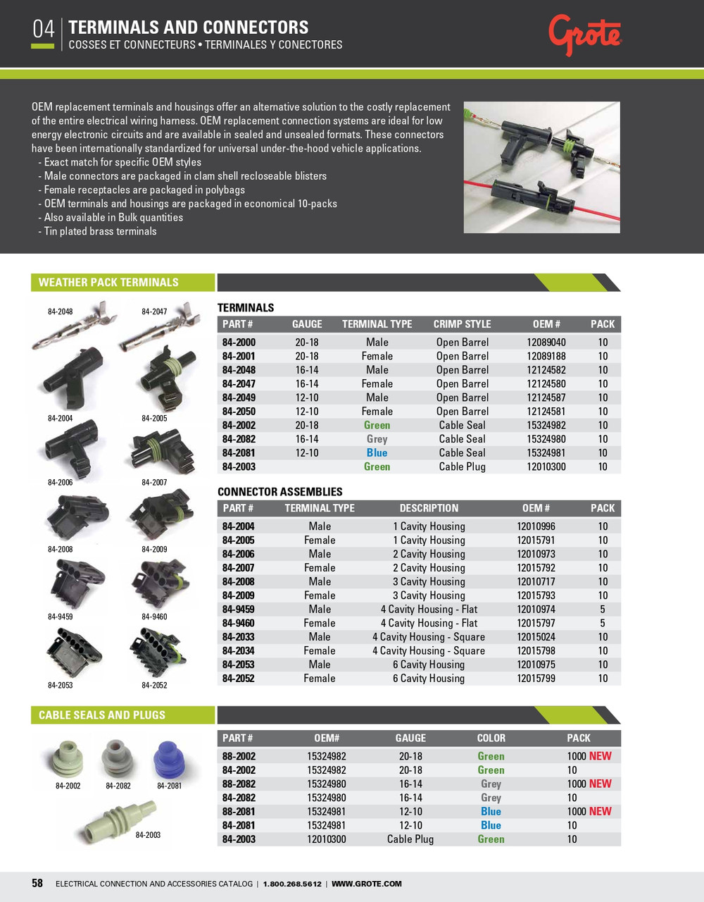 16 - 14 AWG Weather Pack Terminals @ 10 Pack  84-2047