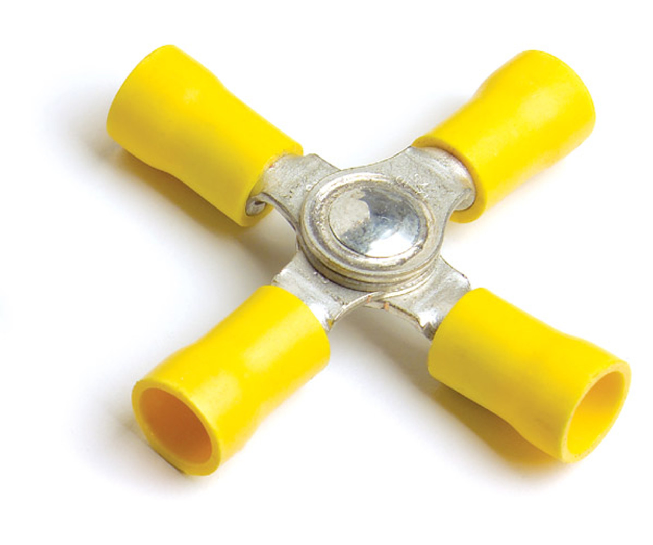 12 - 10 AWG Vinyl 4-Way "X" Connectors @ 5 Pack - Yellow  84-2582