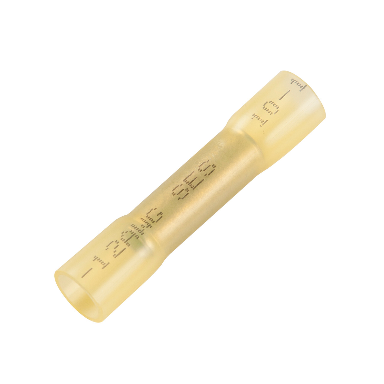 12 - 10 AWG Heat Shrinkable Butt Connectors - Polyolefin @ 15 Pack - Yellow  84-3550