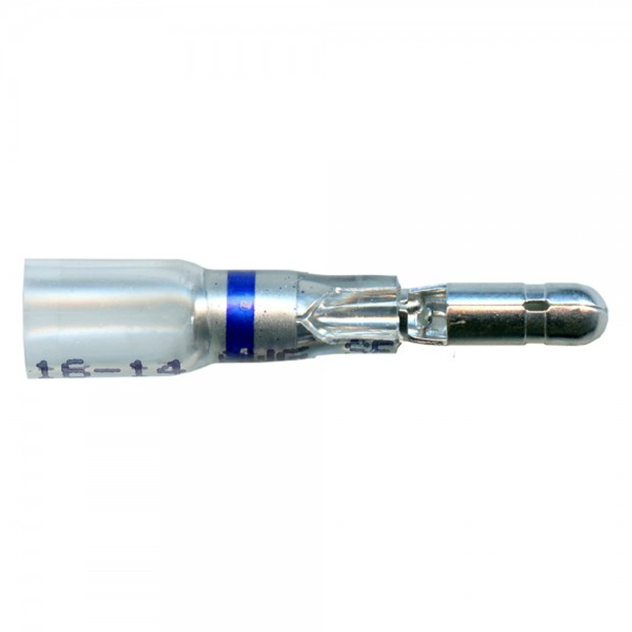 16 - 14 AWG Heat Shrinkable Bullet & Receptacle Connectors .180" @ 15 Pack - Clear w/Blue stripe  84-4447