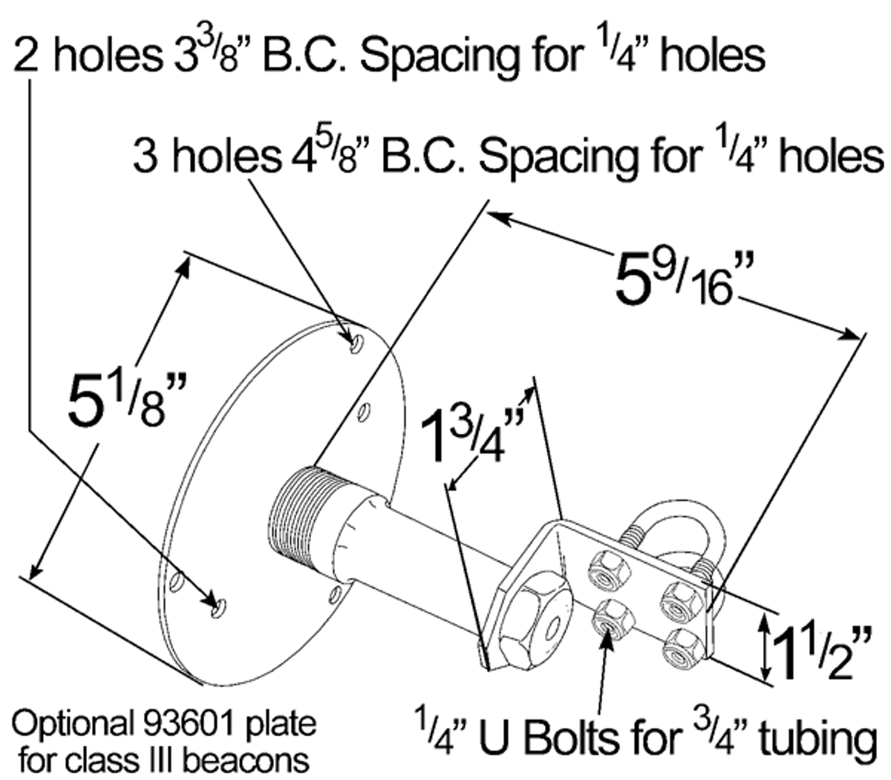 Strobe & Beacon Mirror Bracket Mounting Adapter Assembly - Gray  93600