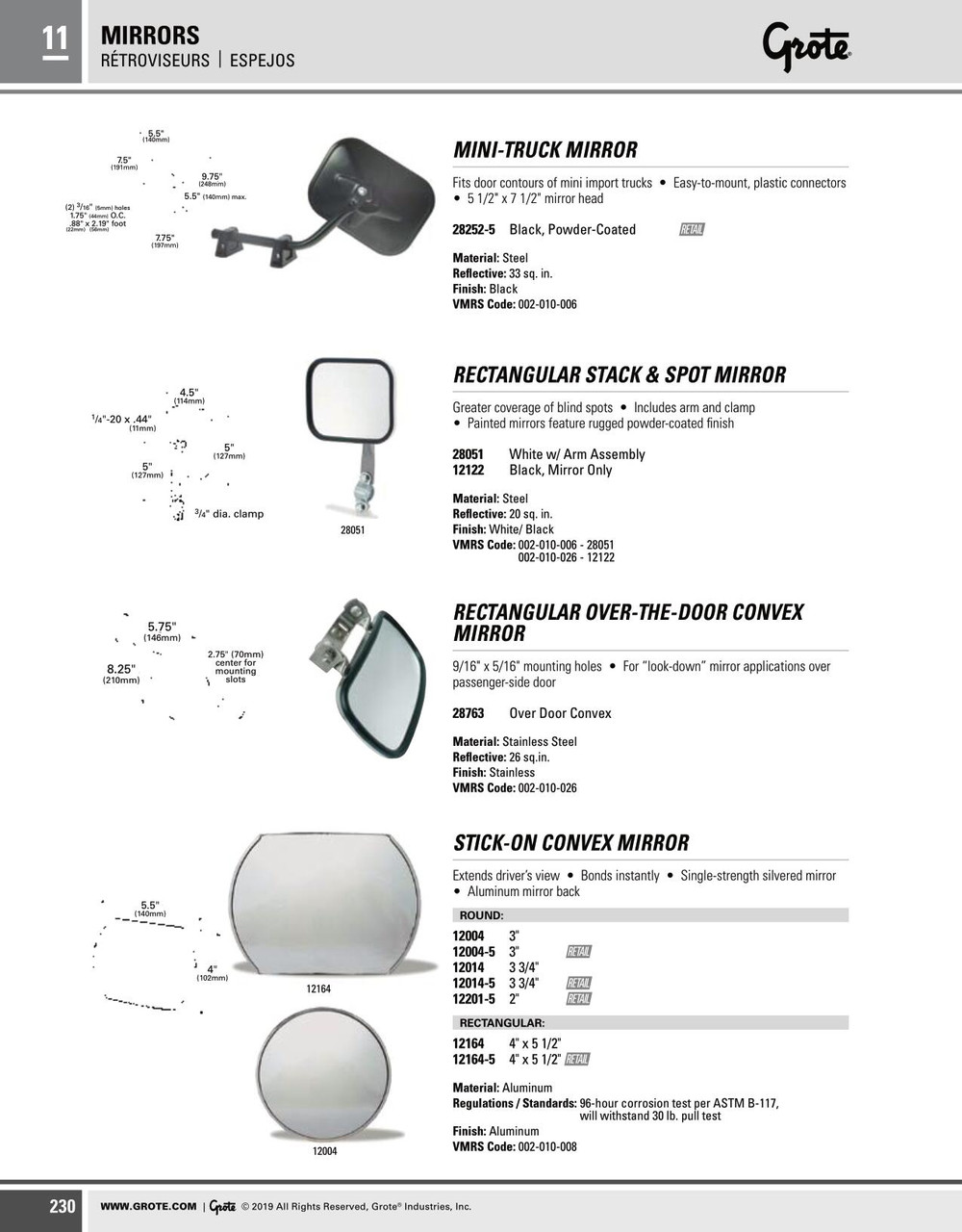 3" Stick-On Convex Mirror Round  12004