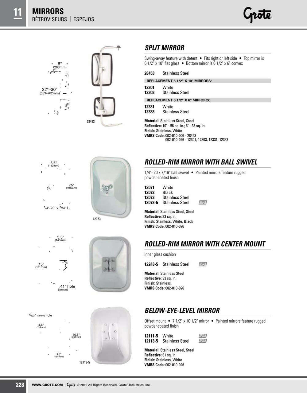 Split Mirror - Stainless Steel  28453