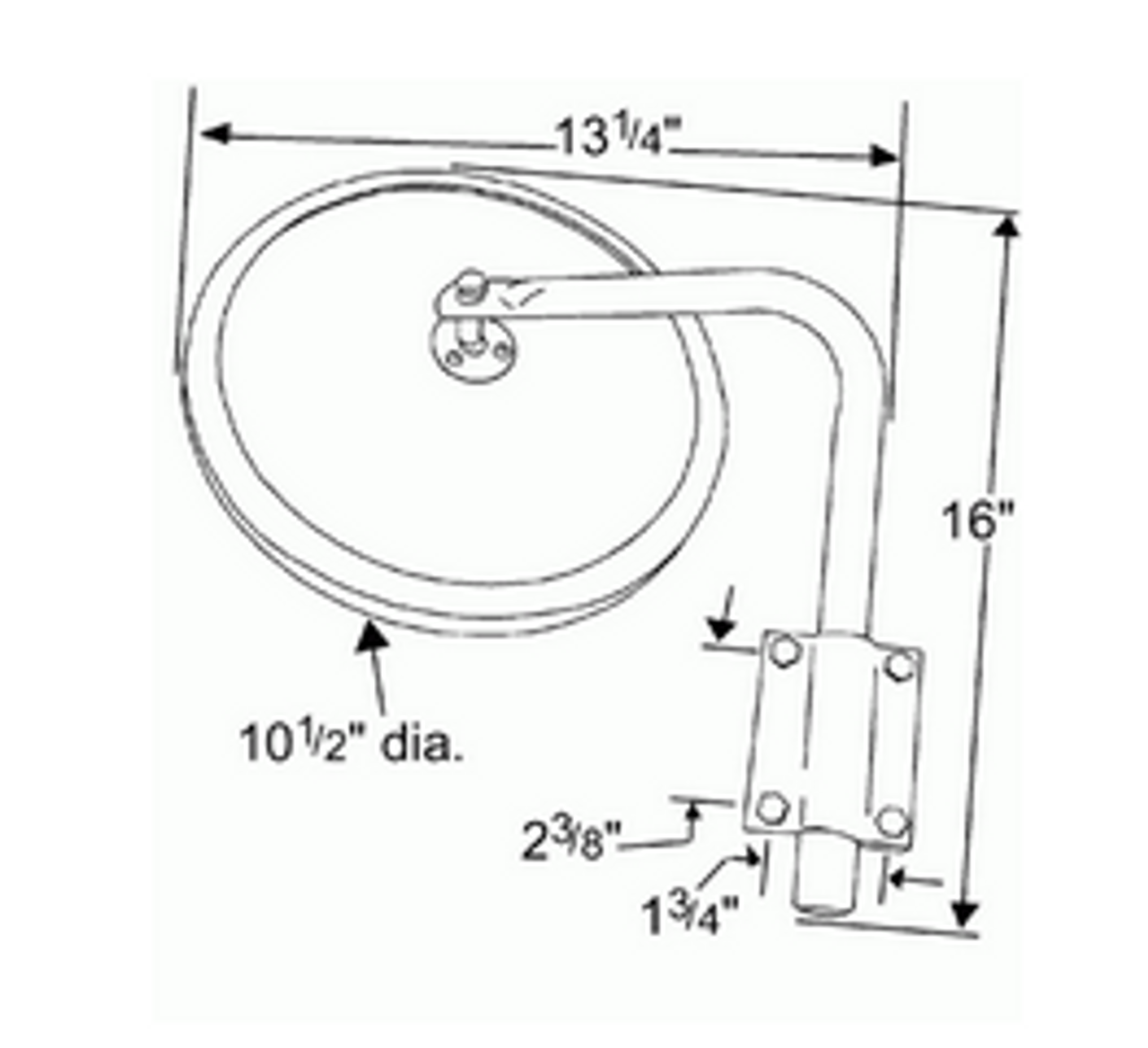 10-1/2" Convex Cross-Over Mirrors Mirror Assembly - Stainless Steel  28493