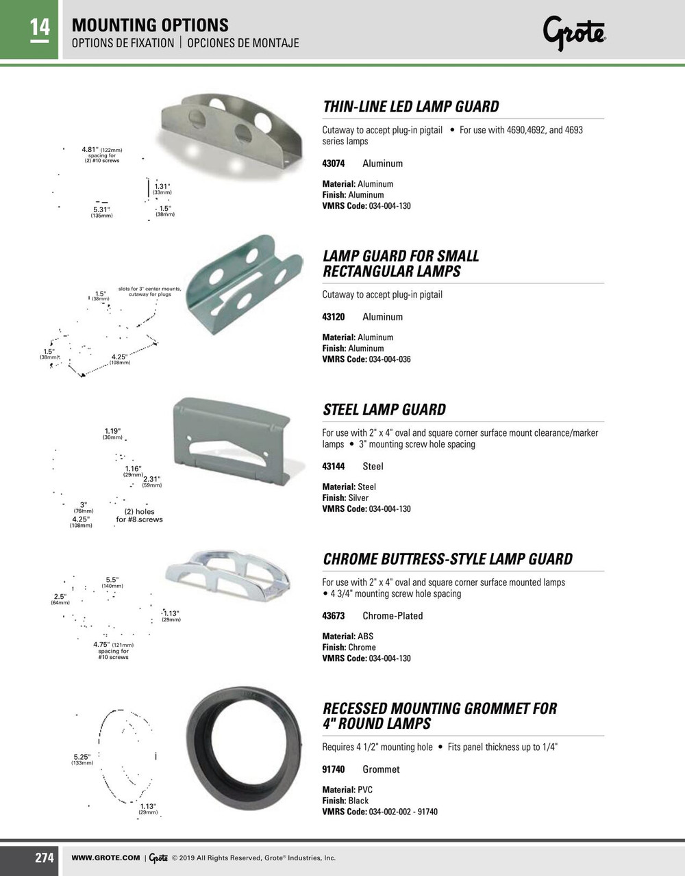 2 x 4" Oval & Square Corner Surface Mount Clearance/Marker Lamp Guard - Coated Steel  43144