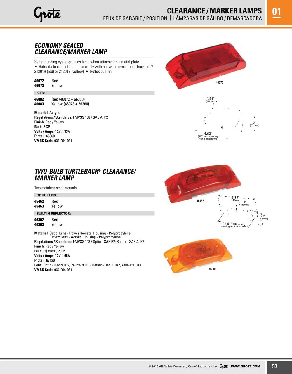 Economy Sealed LED Clearance/Marker Lamp Kit (46073 + 66360) - Amber  46083